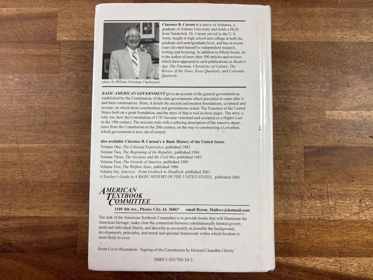 Basic American Government by Clarence B. Carson Hardcover — photo 2 of 2