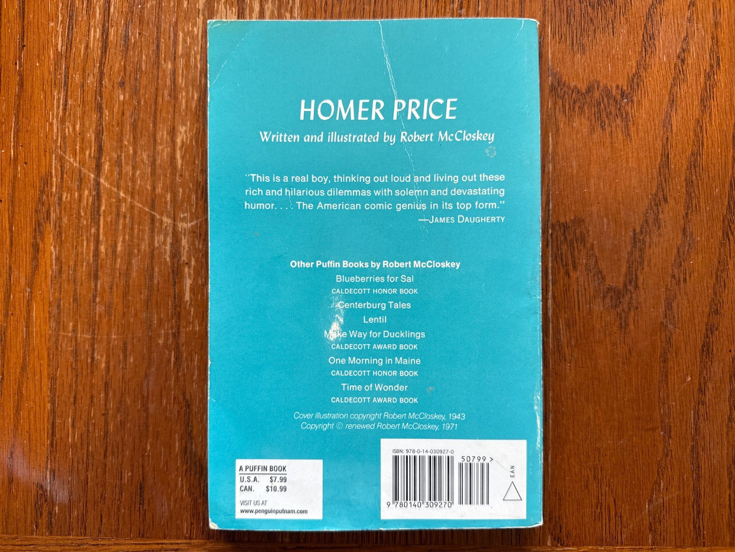 Homer Price by Robert McCloskey - Puffin Paperback