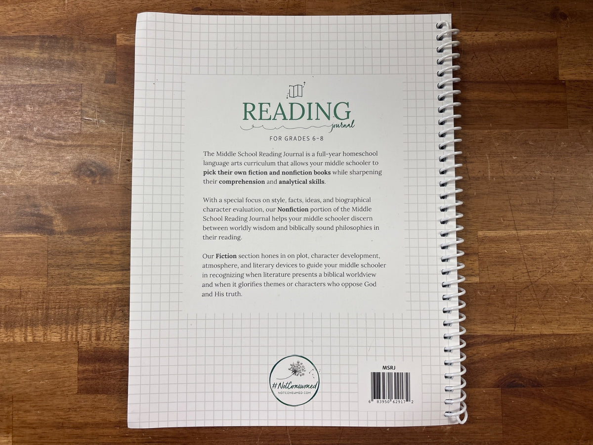 #NotConsumed Reading Journal Grades 6-8 Homeschool — photo 2 of 2