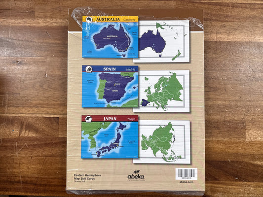 Abeka Eastern Hemisphere Map Skill Cards Grades 5-8