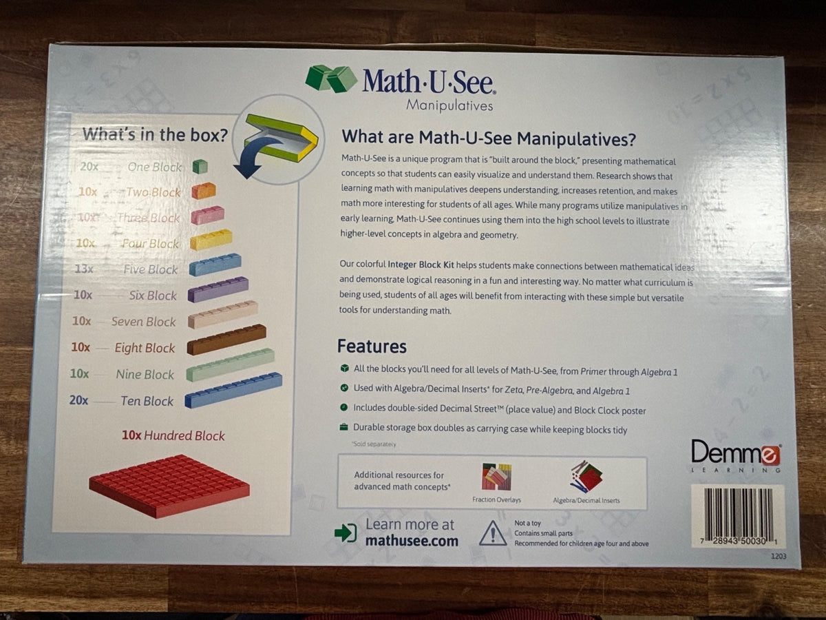 Math-U-See Integer Block Kit Manipulatives — Good