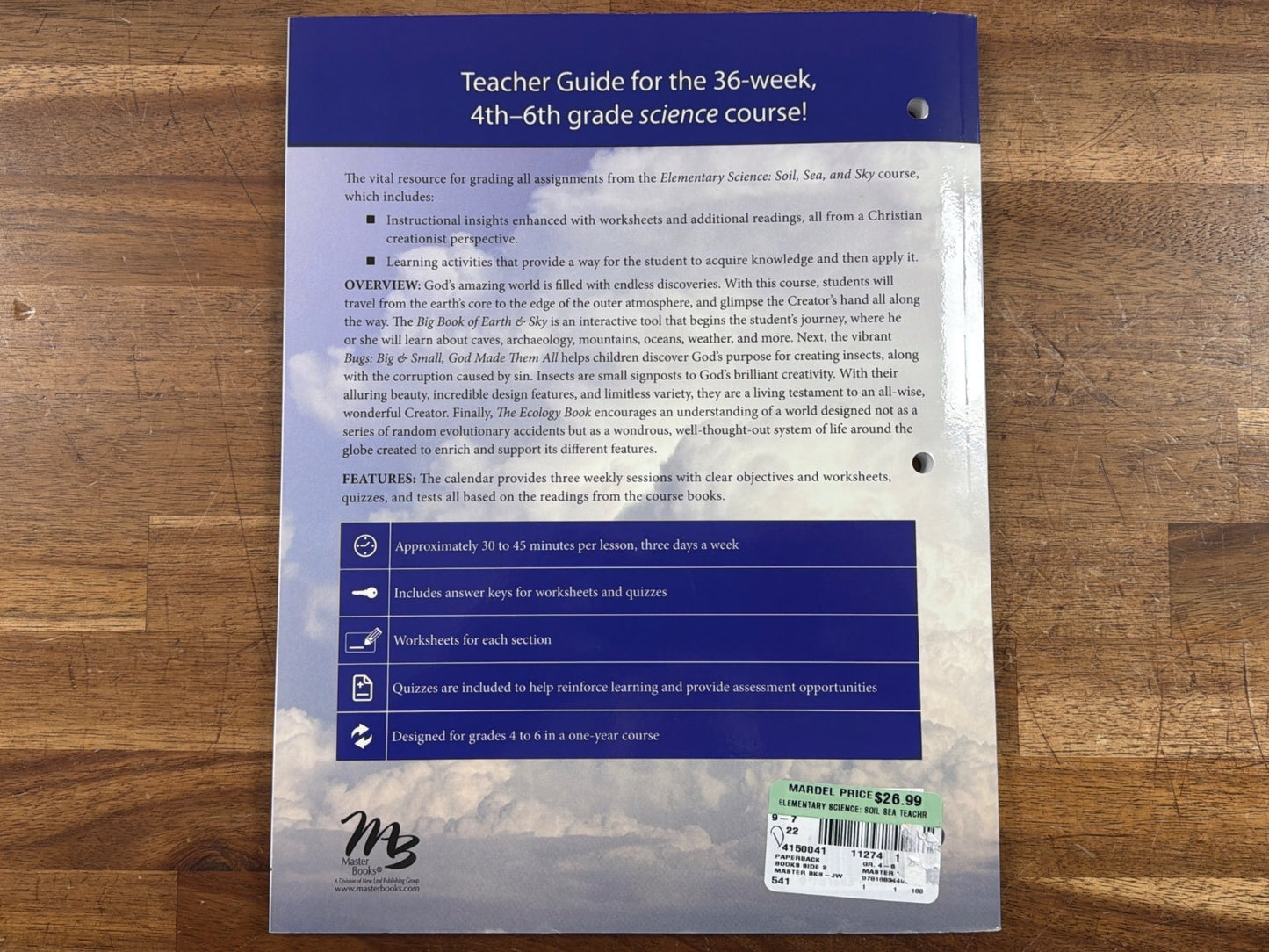 MasterBooks Elem Science Soil Sea Sky Teacher Guide 4-6 (NEW)