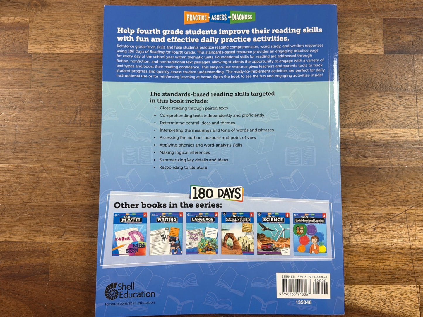 Shell Education 180 Days of Reading Grade 4 Updated Edition