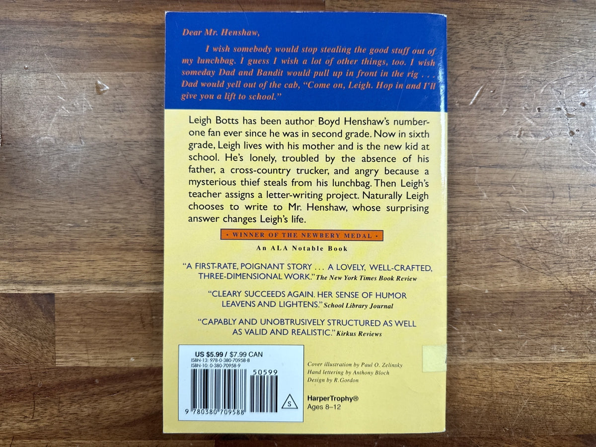 Dear Mr. Henshaw by Beverly Cleary Newbery Medal Paperback