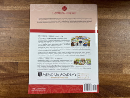 Memoria Press Summer Manuscript Handwriting Workbook — photo 2 of 2