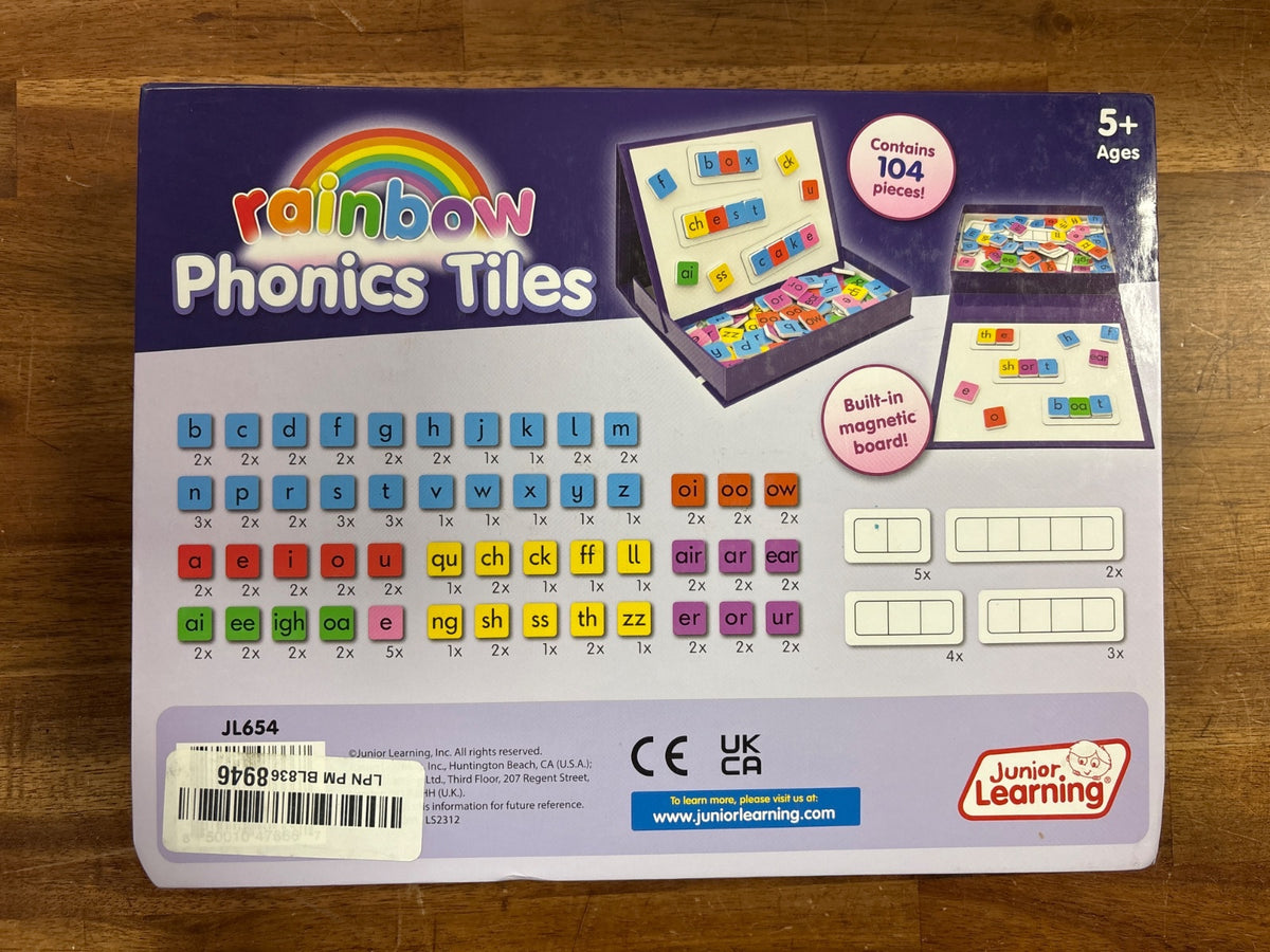 Junior Learning Rainbow Phonics Tiles 104 Piece Set