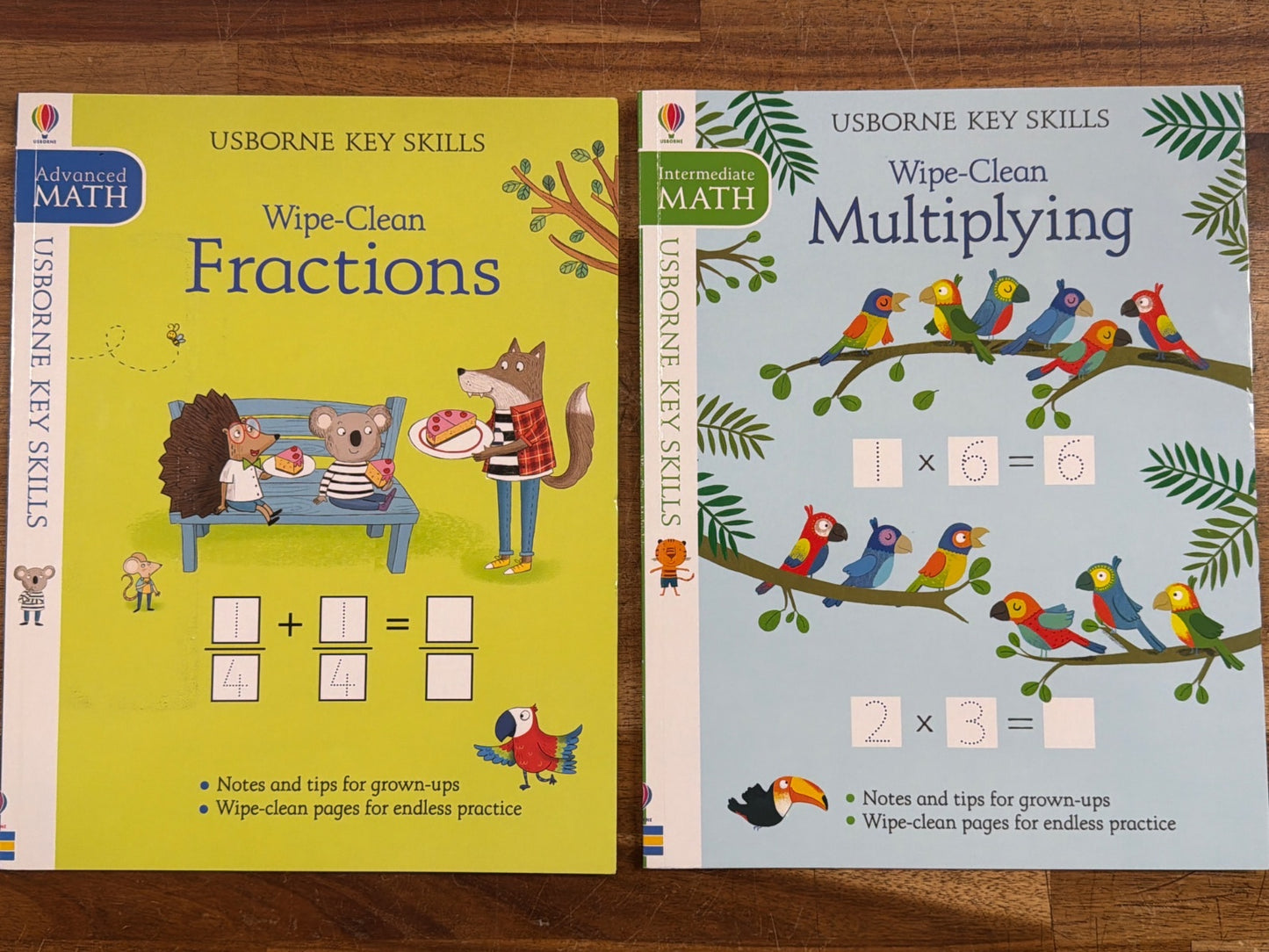 Usborne Key Skills Wipe-Clean Math Bundle: Fractions, Multiplying