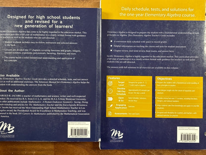 Master Books Elementary Algebra Jacobs Student Text & Teacher Gde