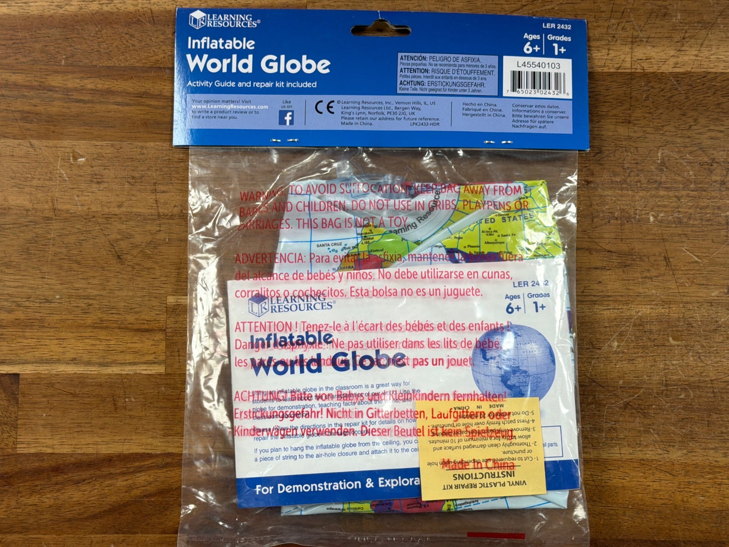 Learning Resources Inflatable World Globe 11" LER 2432 (NEW)