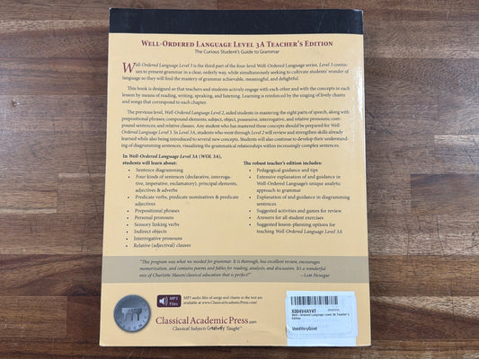 Well-Ordered Language Level 3A Teacher's Edition