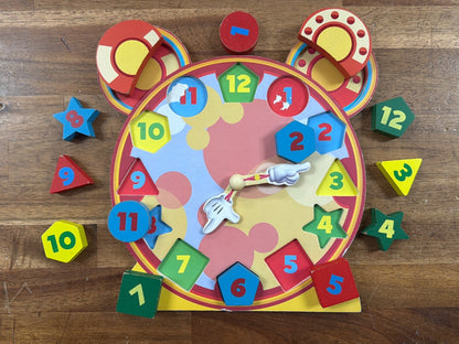 Wooden Shape Sorting Learning Clock Puzzle Toy