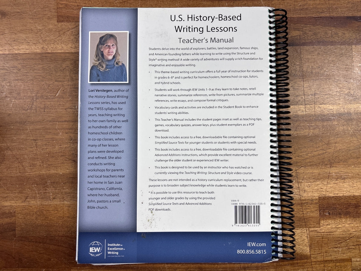 IEW U.S. History-Based Writing Lessons Teacher's Manual