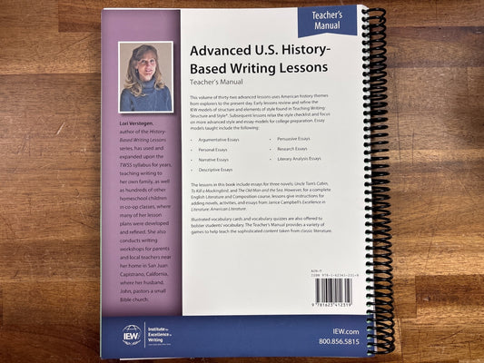 IEW Advanced U.S. History-Based Writing Lessons Teacher Manual
