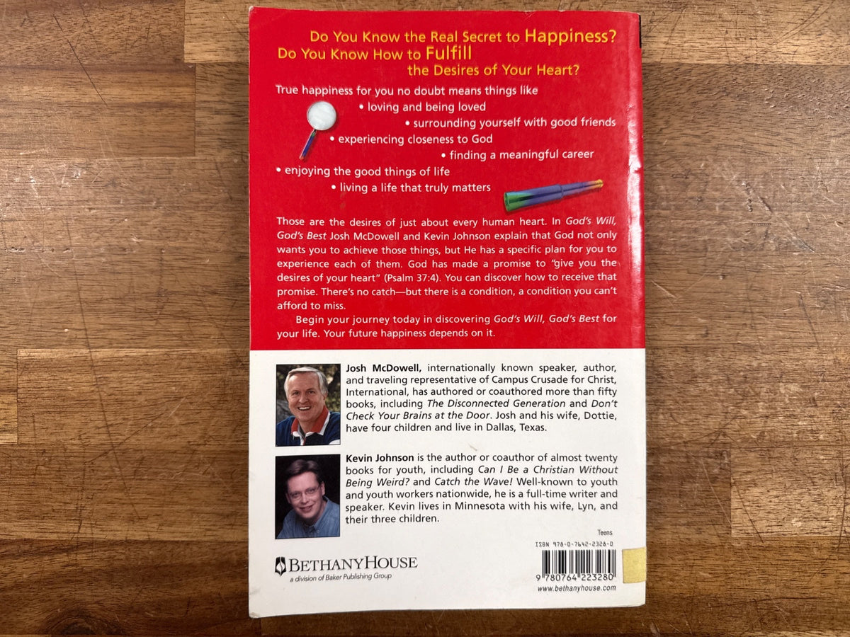 God's Will, God's Best - McDowell/Johnson — Good — Clean, no writing. Minor shelf wear and a small sticker residue mark on back cover.