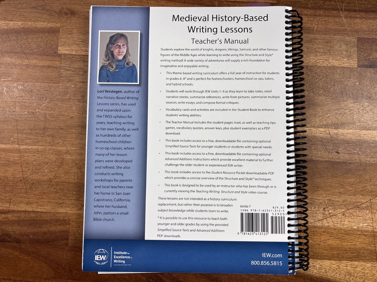 IEW Medieval History-Based Writing Lessons Teacher's Manual
