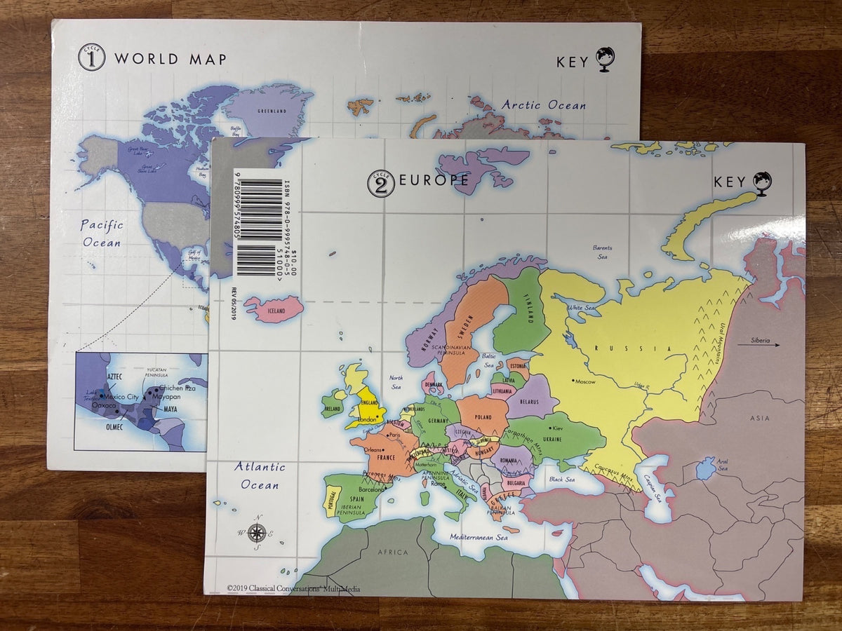 Classical Conversations Cycle 1-3 Map Keys Set (World, Europe, US