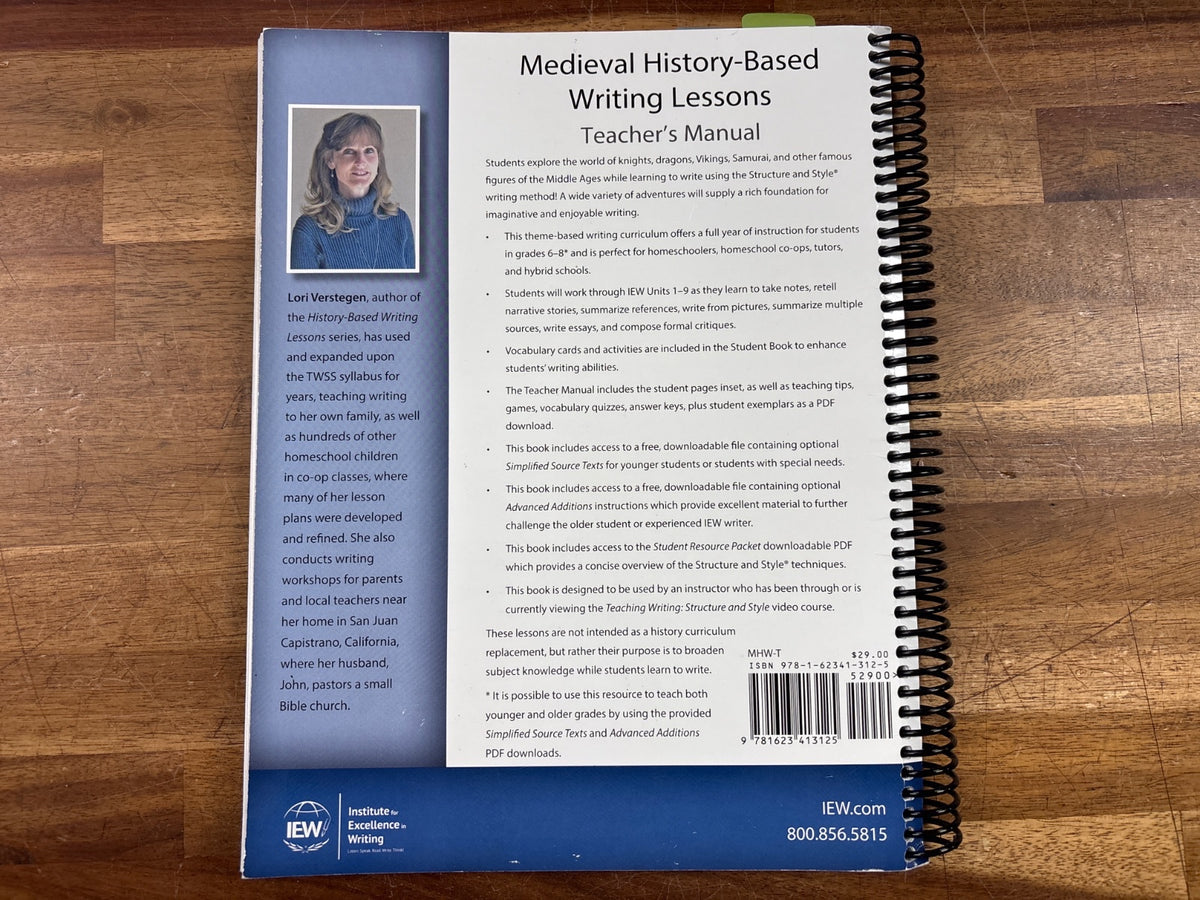 IEW Medieval History-Based Writing Lessons Teacher's Manual