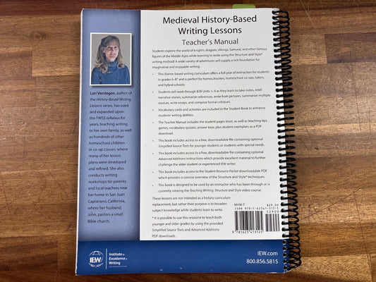 IEW Medieval History-Based Writing Lessons Teacher's Manual