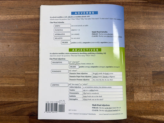 Classical Conversations English Grammar Trivium Tables Guide