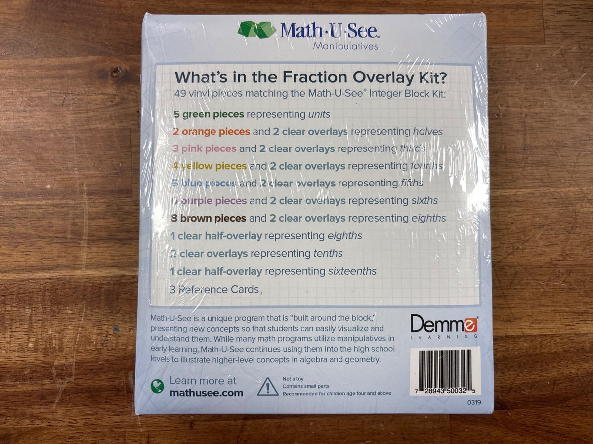 Math-U-See Fraction Overlay Kit Manipulatives — New