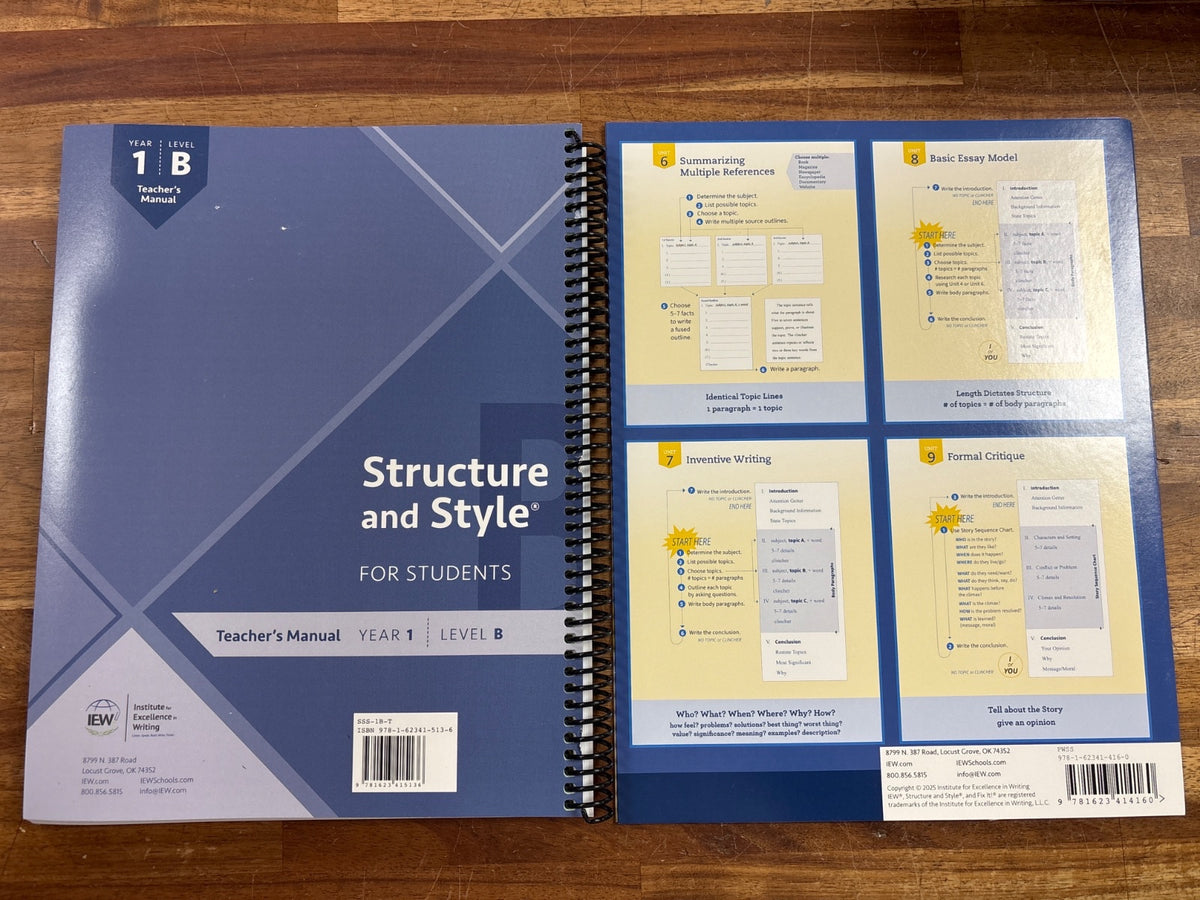 IEW Structure and Style for Students Year 1 Level B TM — photo 2 of 2
