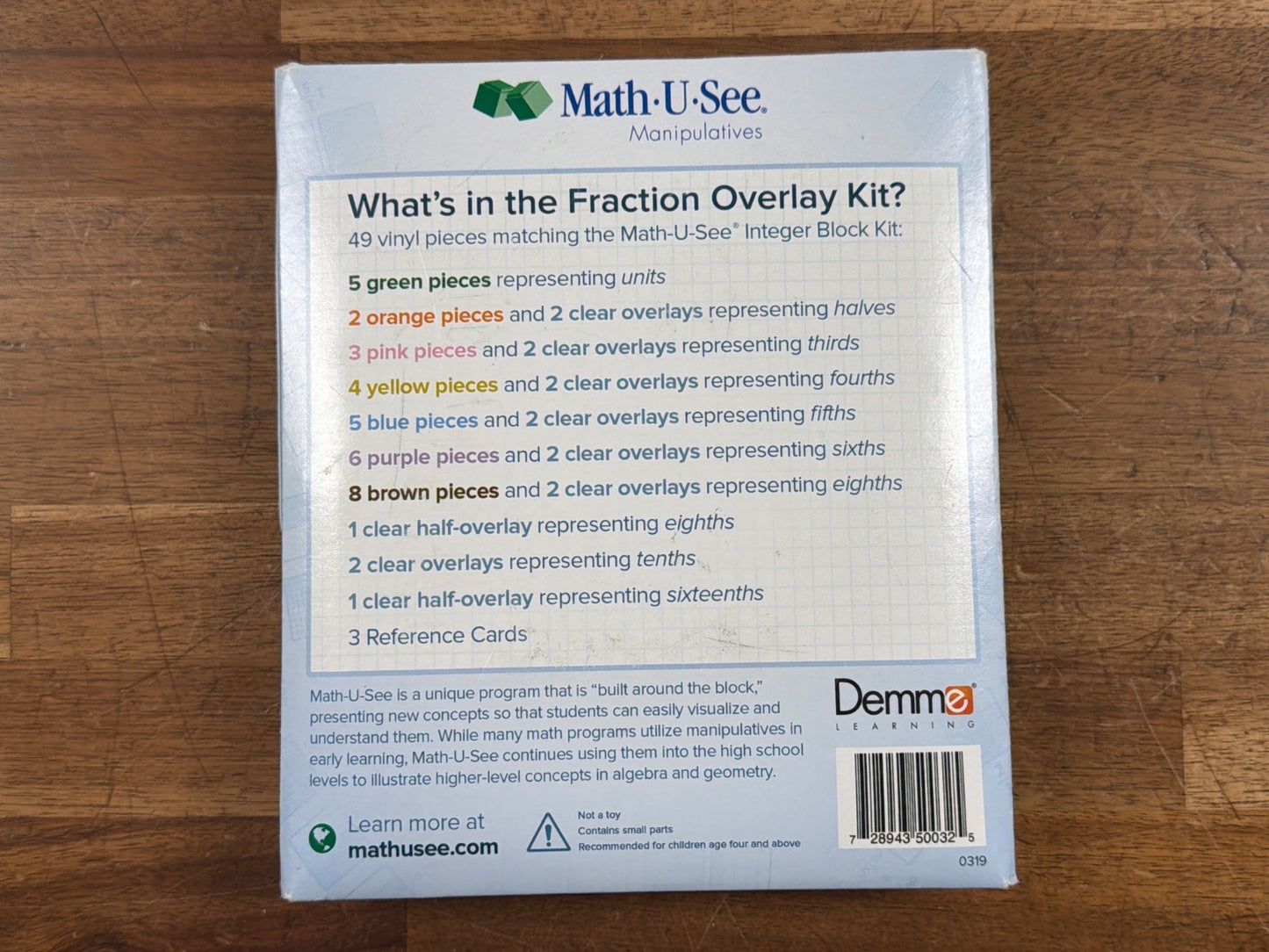 Math-U-See Fraction Overlay Kit Manipulatives