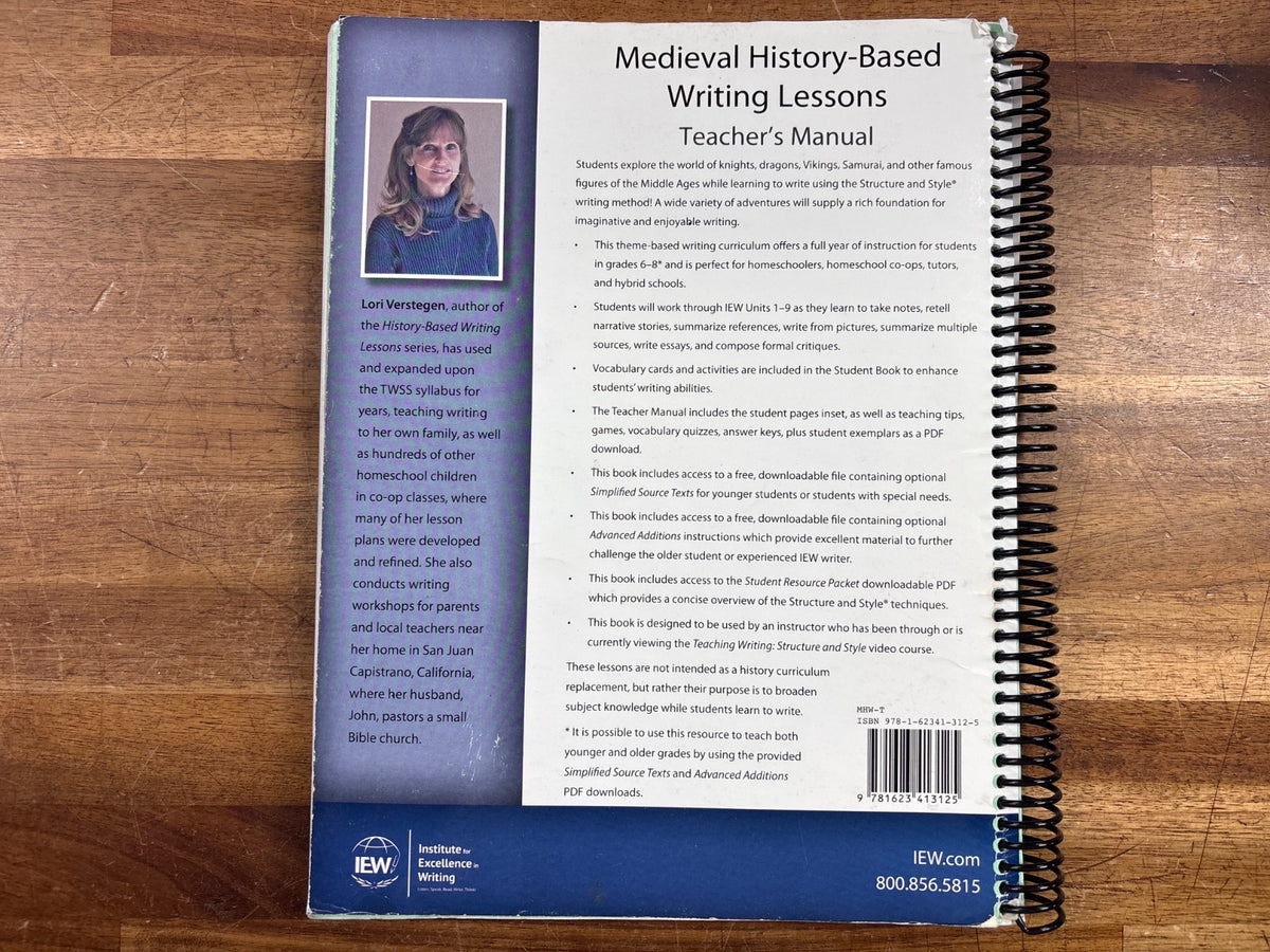 IEW Medieval History-Based Writing Lessons Teacher's Manual