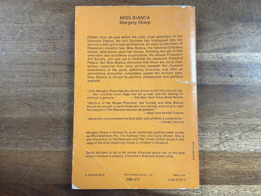 Miss Bianca by Margery Sharp Dell Yearling Book Paperback