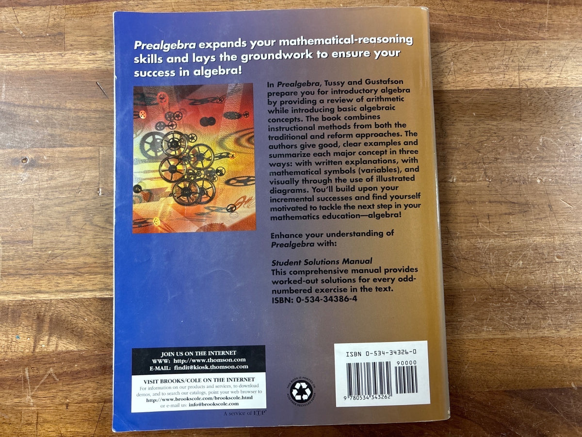 Prealgebra by Tussy & Gustafson Student Textbook — photo 2 of 2