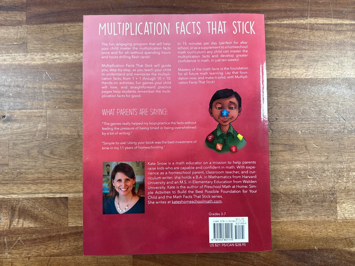 Multiplication Facts That Stick by Kate Snow, Grades 3-7