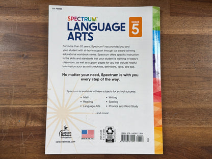 Spectrum Language Arts Grade 5 Workbook Carson Dellosa