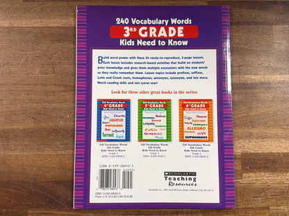 Scholastic 240 Vocabulary Words 3rd Grade Kids Need to Know