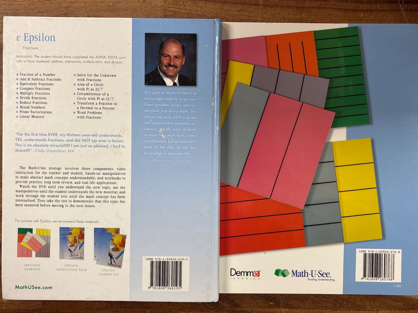 Math-U-See Epsilon Fractions Set: Manual, Tests, Overlay Kit