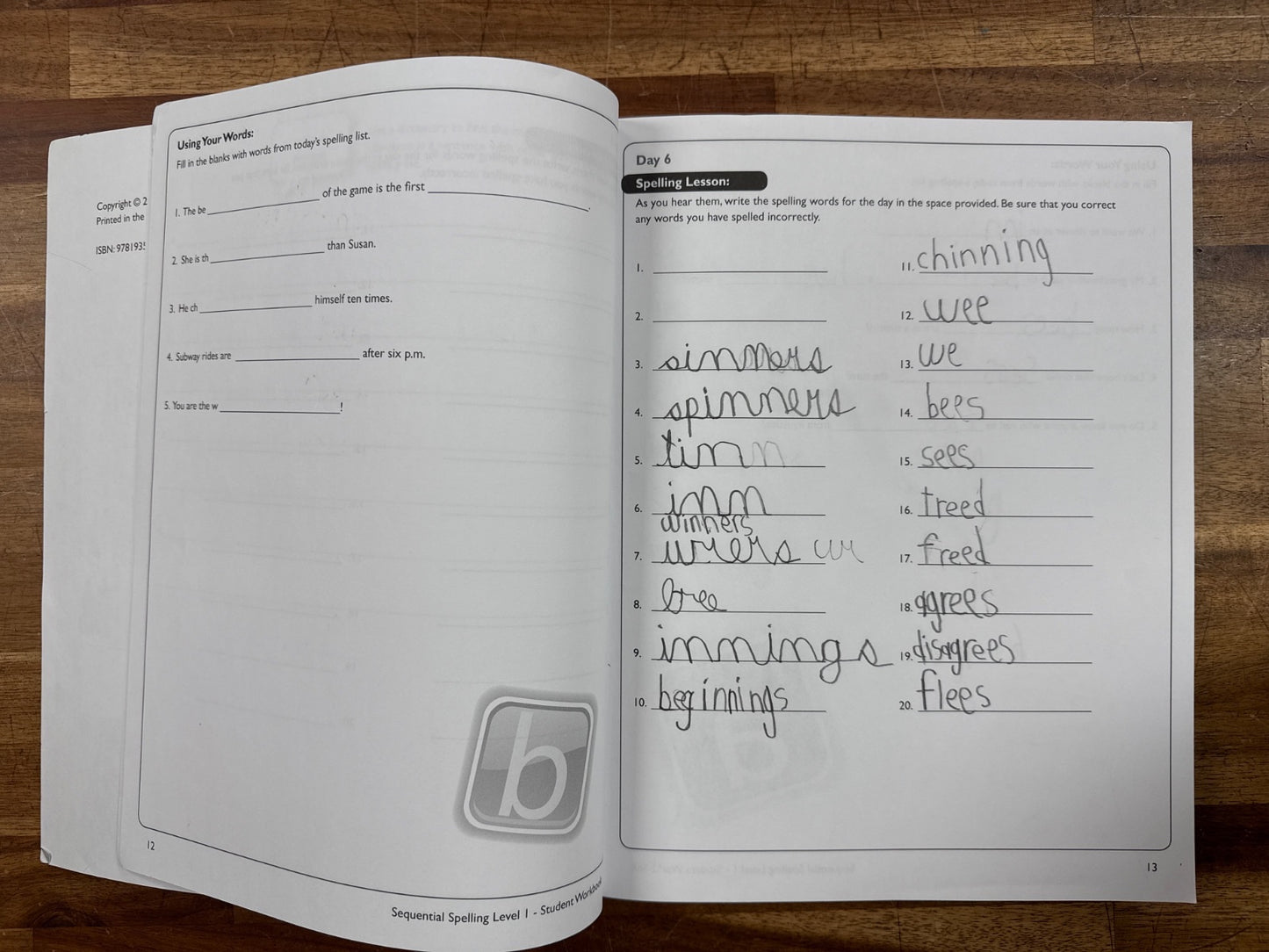 Sequential Spelling Level 1 Student Workbook