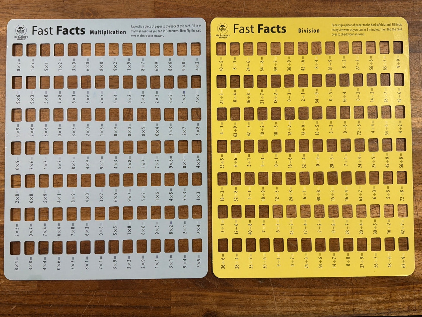 My Father's World Fast Facts Math Cards +-×÷ Set