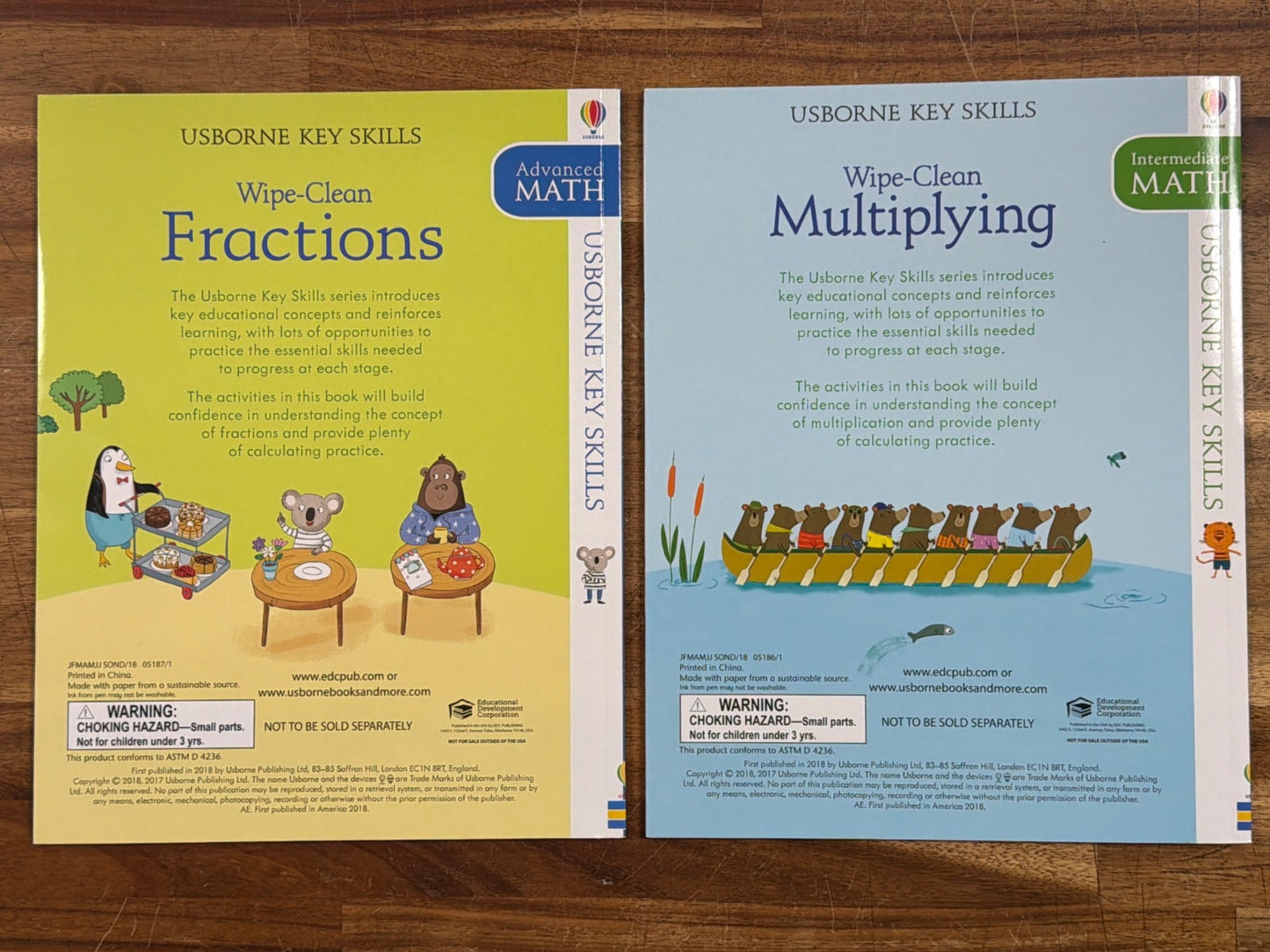 Usborne Key Skills Wipe-Clean Math Bundle: Fractions, Multiplying