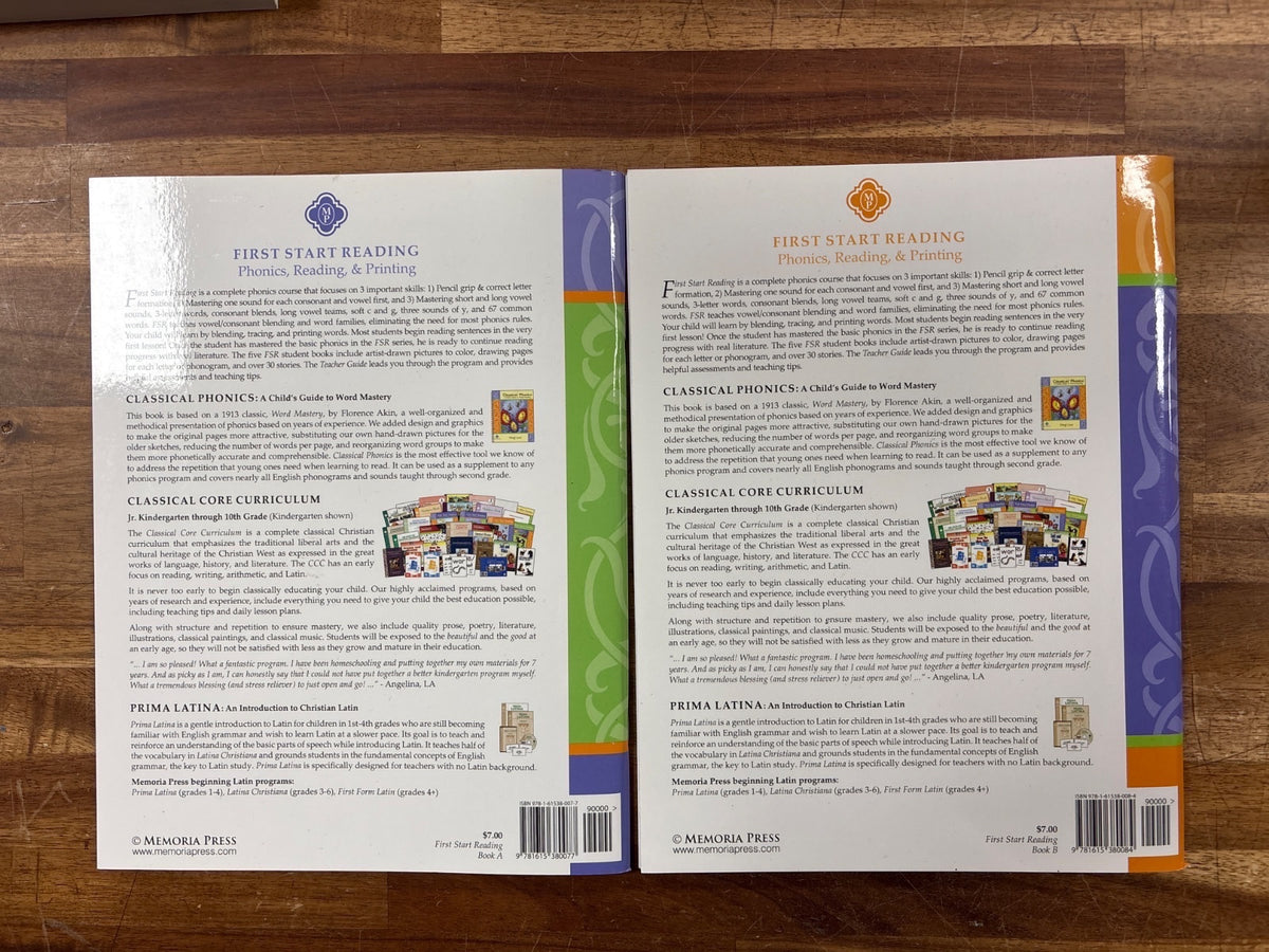Memoria Press First Start Reading Set: Teacher Guide Text Flashcards