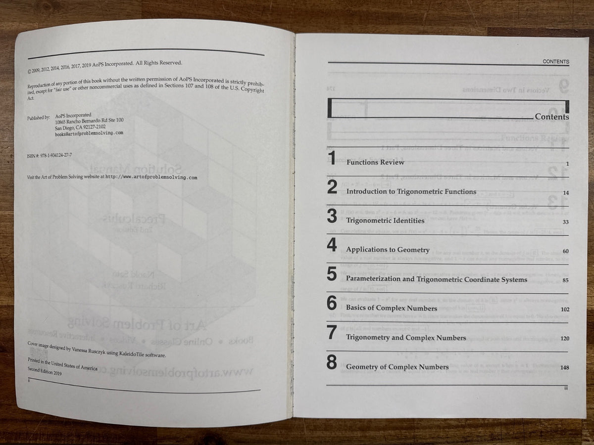 AoPS Precalculus Textbook & Solutions Manual 2nd Edition Set