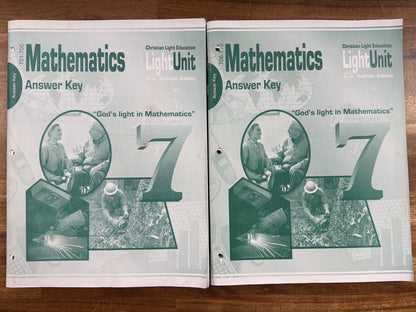 Christian Light Education Math 7 Teacher's Guide Answer Key Set