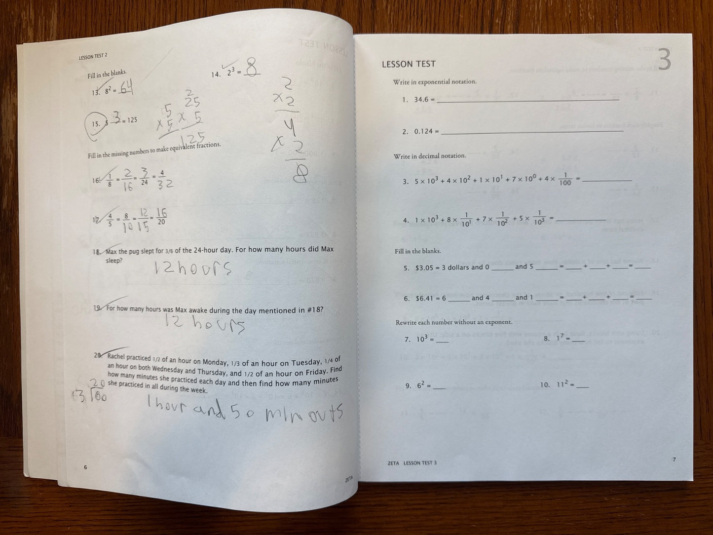 Math-U-See Zeta Decimals & Percents Tests Booklet