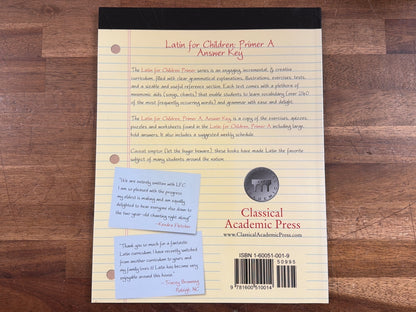Latin for Children Primer a Set - Text, Key, Activity Book