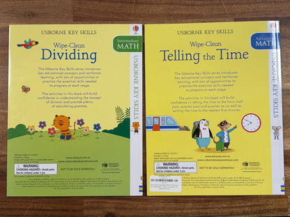 Usborne Key Skills Wipe-Clean Math Bundle: Fractions, Multiplying