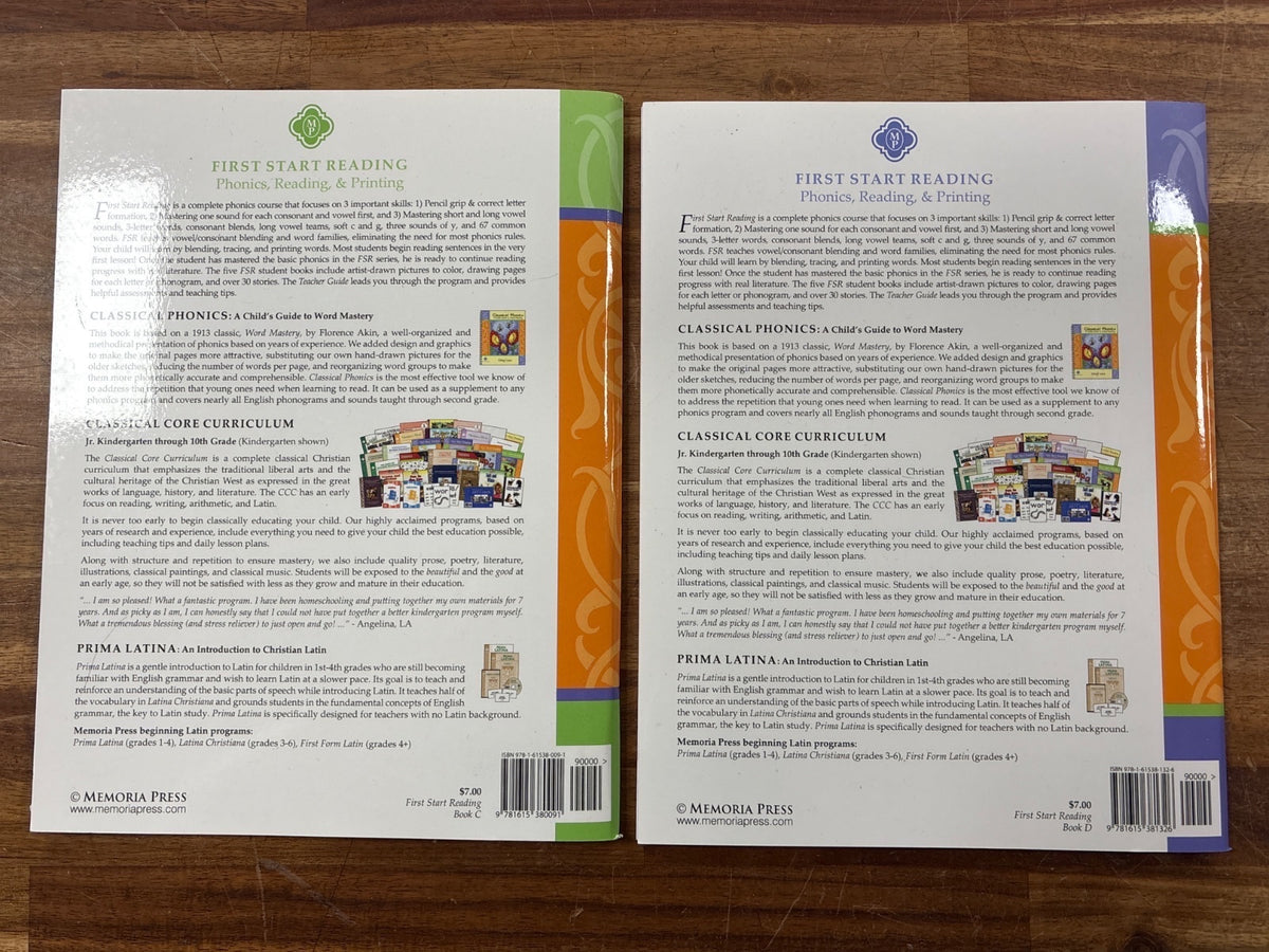 Memoria Press First Start Reading Set: Teacher Guide Text Flashcards