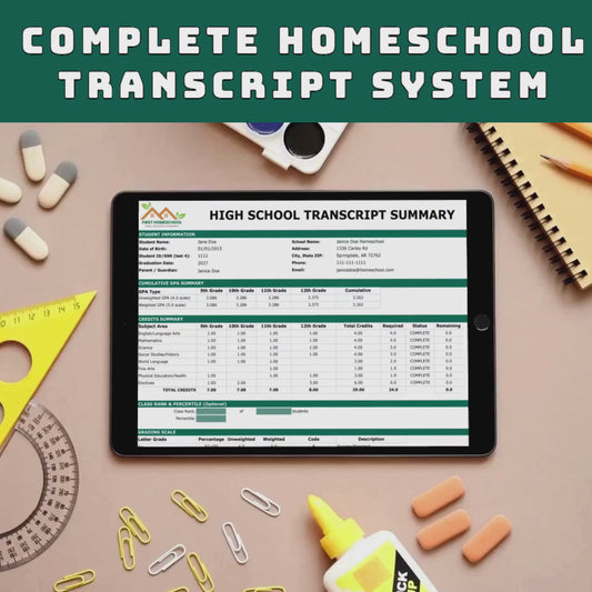 Homeschool High School PREMIUM Transcript Spreadsheet | GPA Calculator, Credits Tracker (Digital Download)