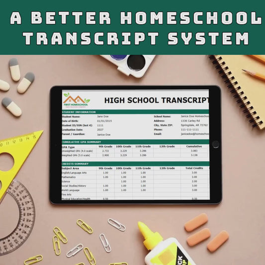 Homeschool High School Transcript System LITE | Google Sheets Auto GPA Calculator | Grades 9-12 Tracker | Print-Ready Digital Download