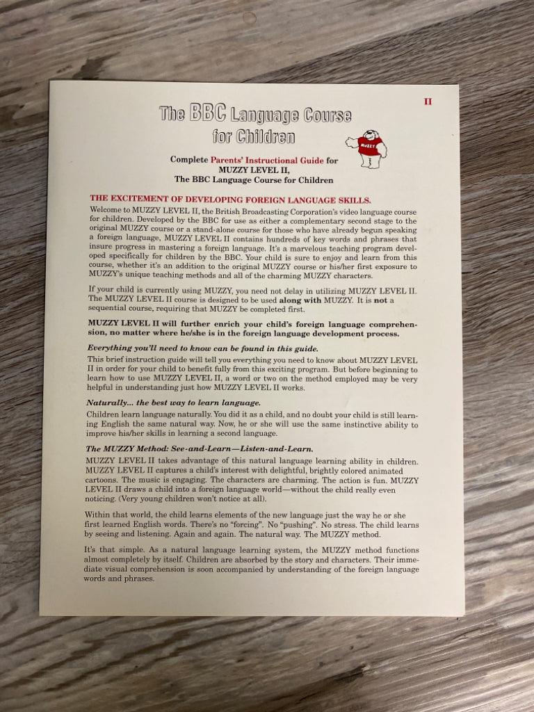 Muzzy Level II BBC Spanish Course DVD Set, Course Books and CD