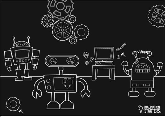 Chalkboard Robots Placemat