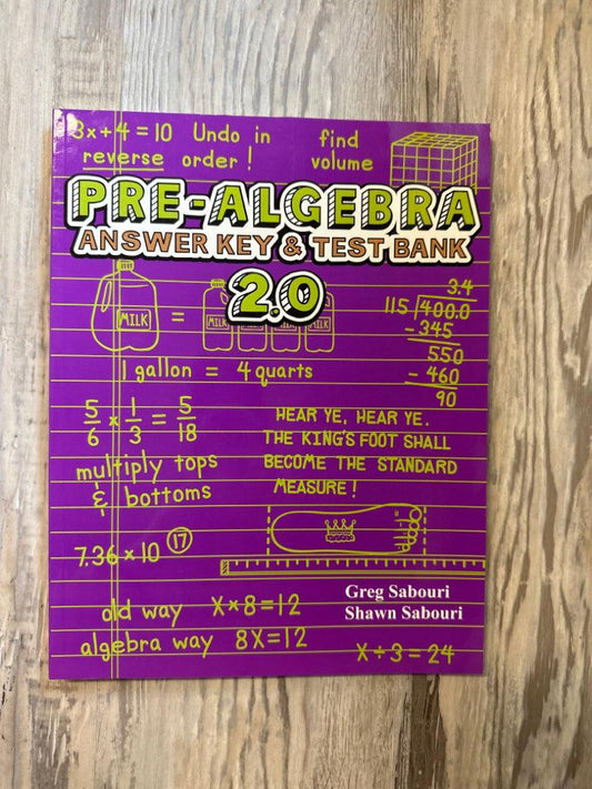 Teaching Textbooks Pre-Algebra 2.0 Answer Key and Test Bank