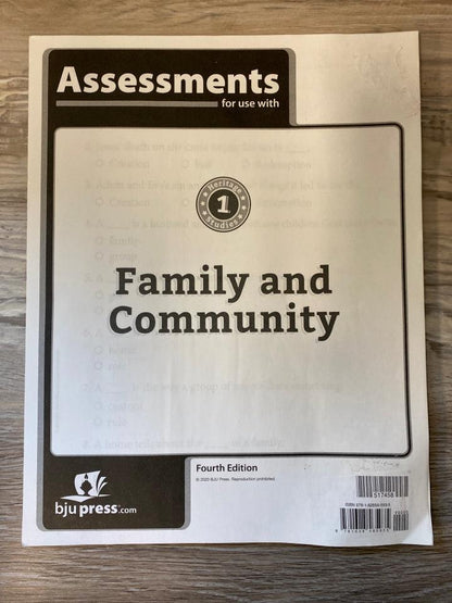 BJU Heritage Studies 1 4th Ed.Assessments and Answer Key