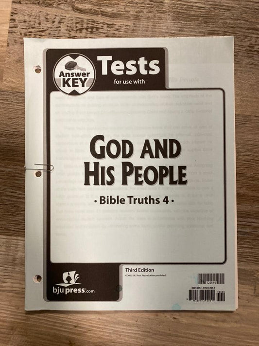 BJU God and His People 3rd Ed. Test Answers